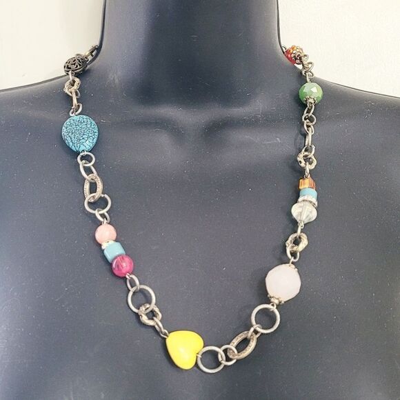 Funky Necklace Multicolor Toggle Closure 24" - Picture 1 of 4